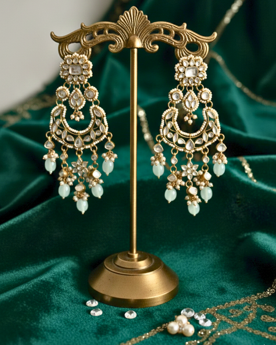 Afshana Kundan Crescent Earrings