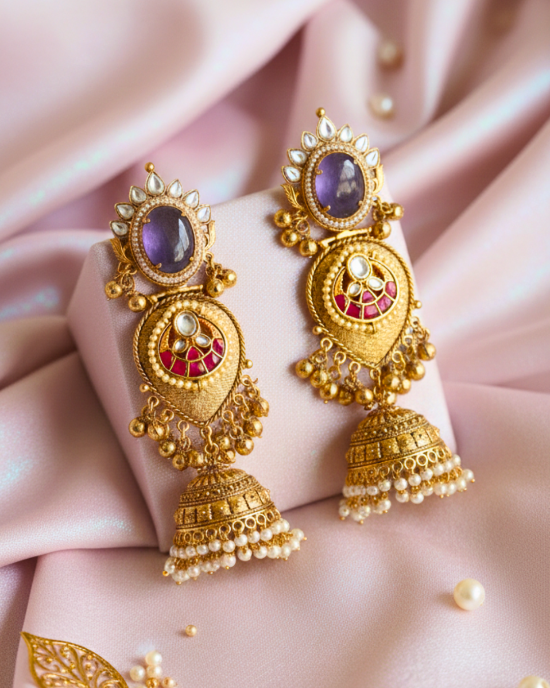 Lavanya Amethyst Jhumkas