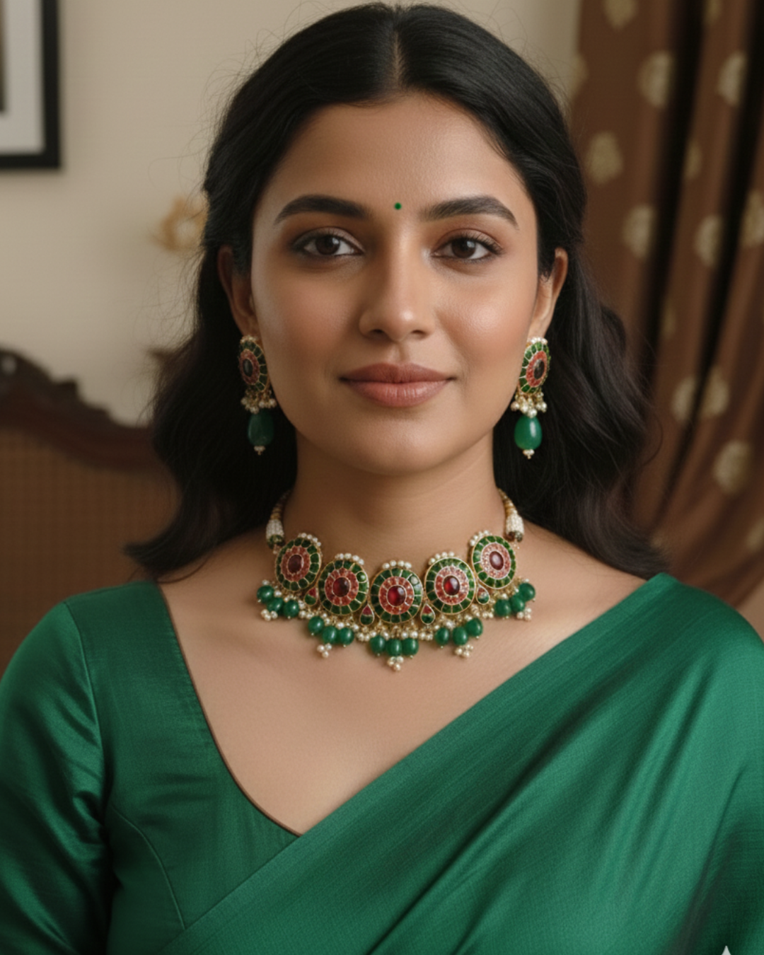 Rajika Green Kundan Set