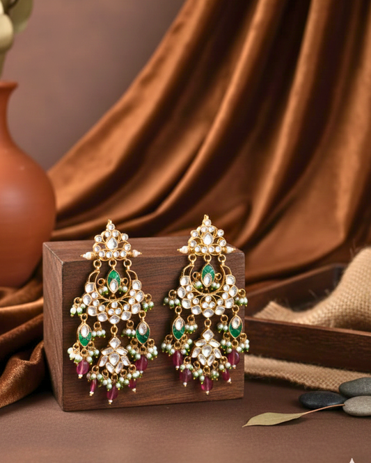 Zeenat-e-Mayur Kundan Earrings