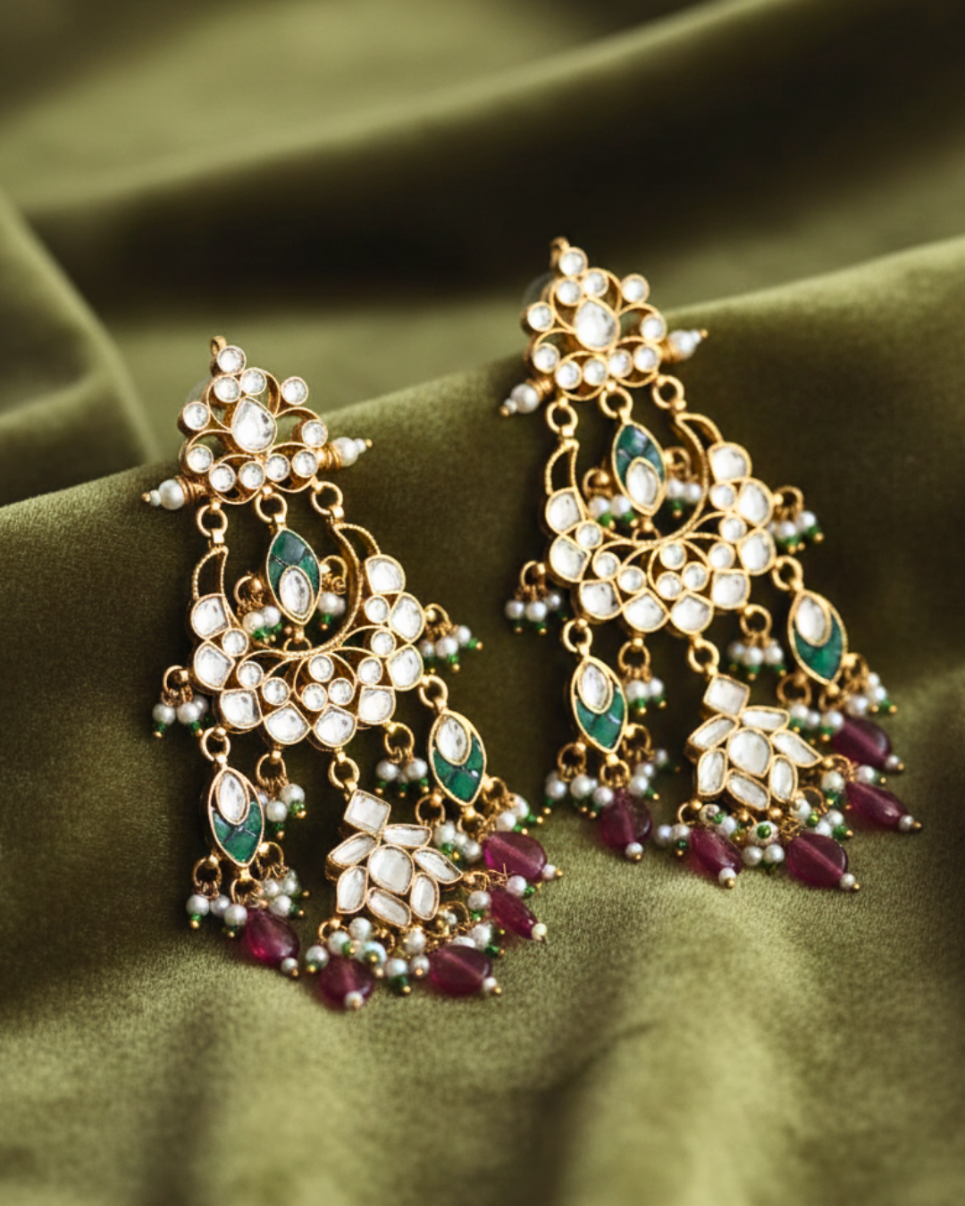 Zeenat-e-Mayur Kundan Earrings