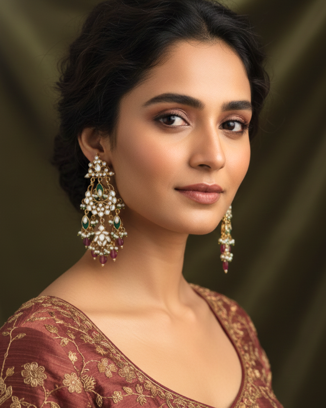 Zeenat-e-Mayur Kundan Earrings