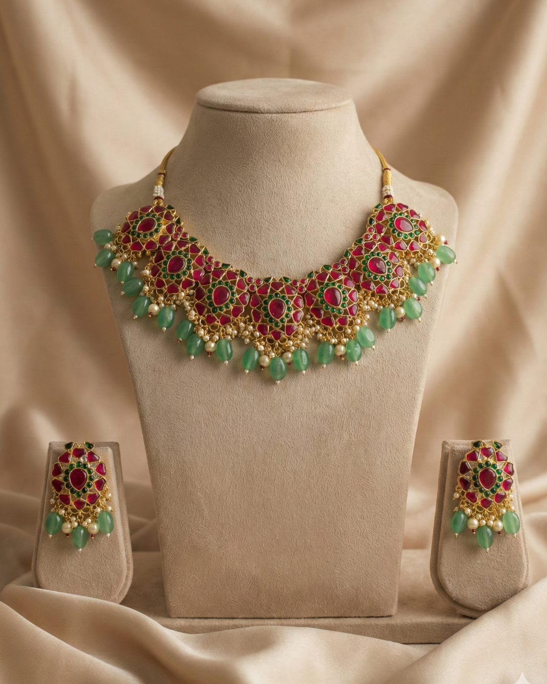 Gulnaar Green Kundan Set