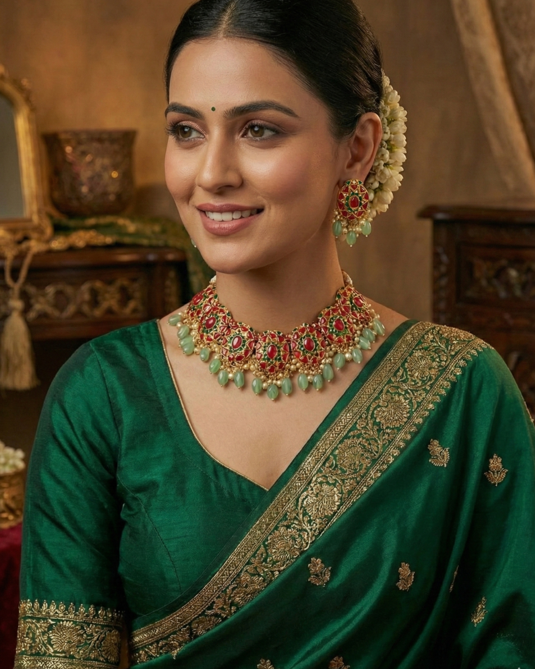 Gulnaar Green Kundan Set