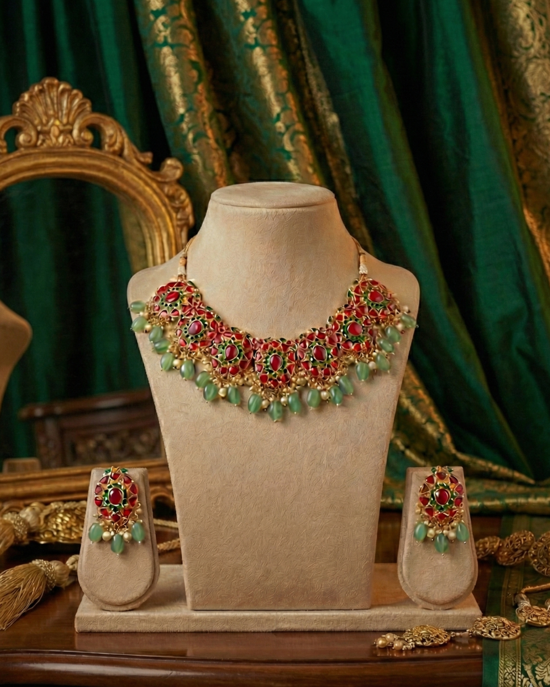 Gulnaar Green Kundan Set