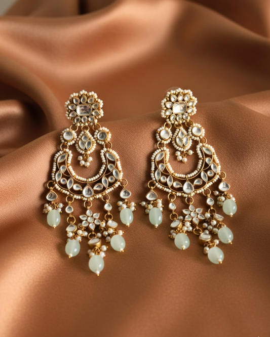 Afshana Kundan Crescent Earrings