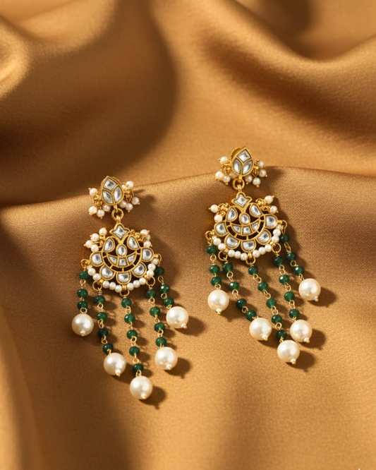 Aarohi Green Drop Earrings