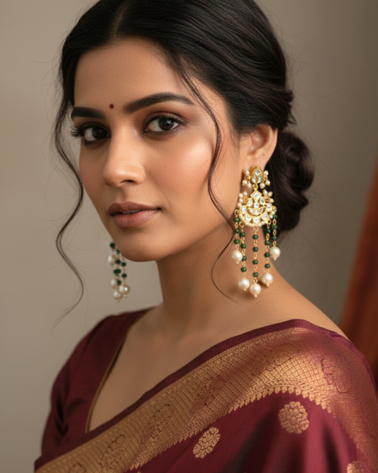 Aarohi Green Drop Earrings