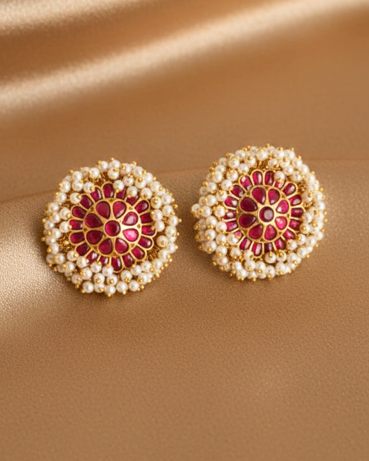 Rangrez Pearl Rosette Studs