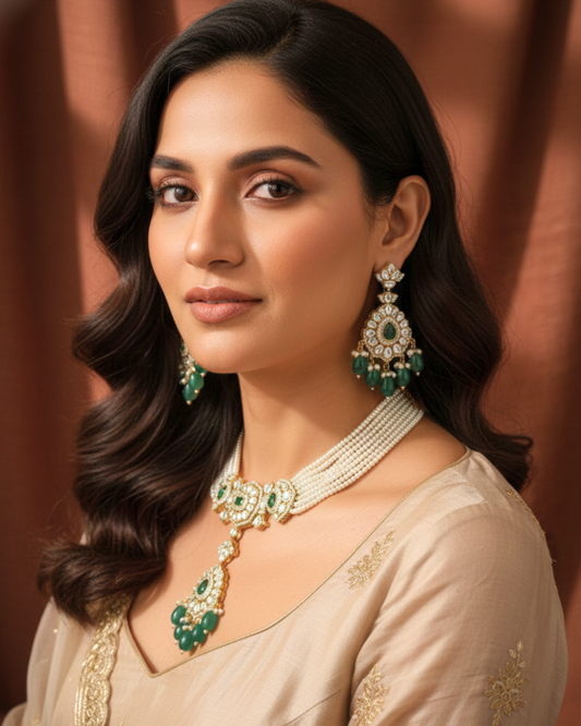 Zarqa Noor Pearl Necklace Set
