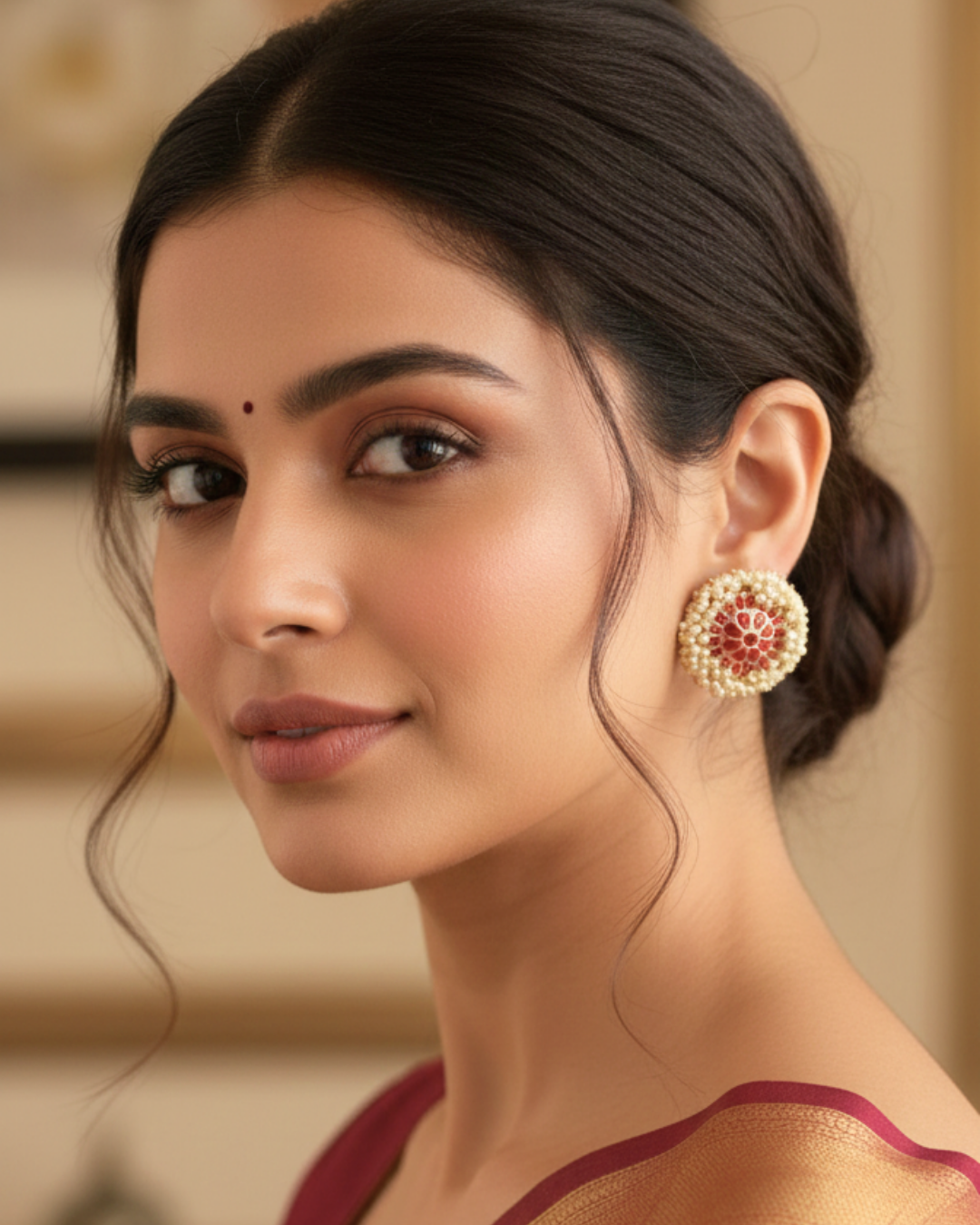 Rangrez Pearl Rosette Studs