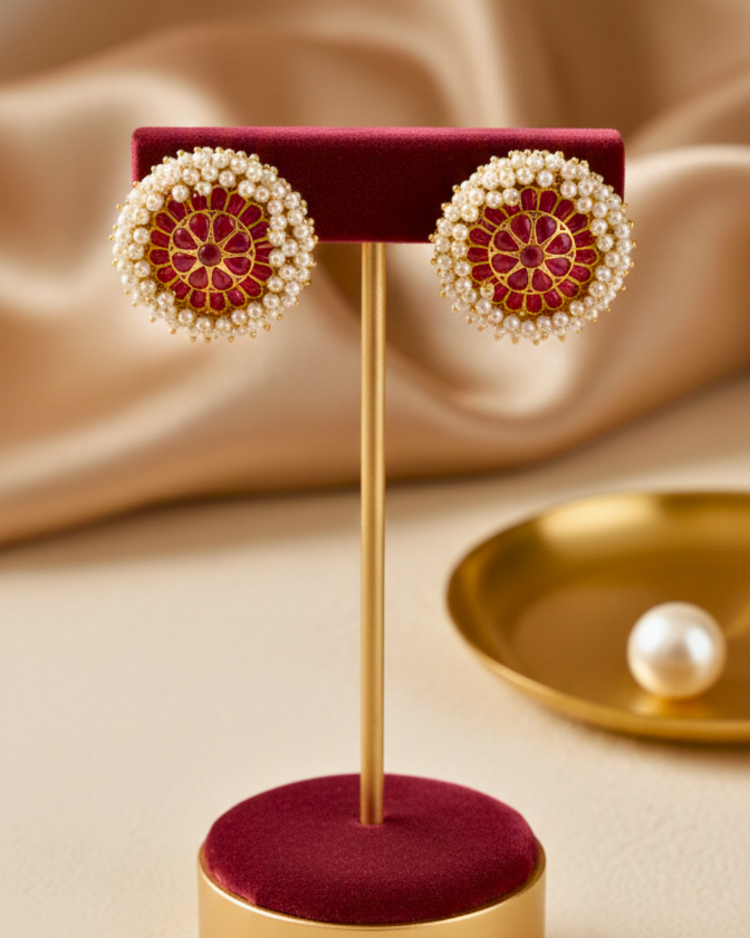 Rangrez Pearl Rosette Studs
