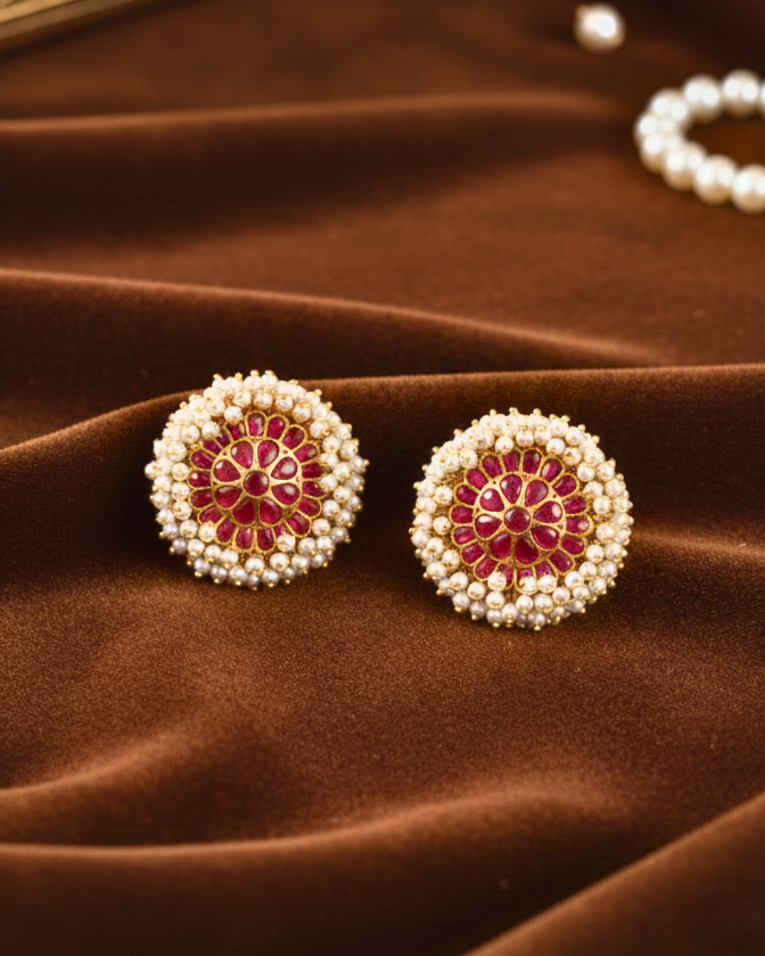 Rangrez Pearl Rosette Studs
