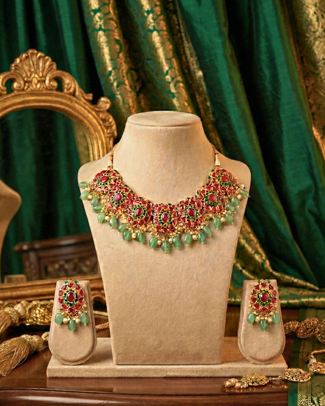 Gulnaar Green Kundan Set