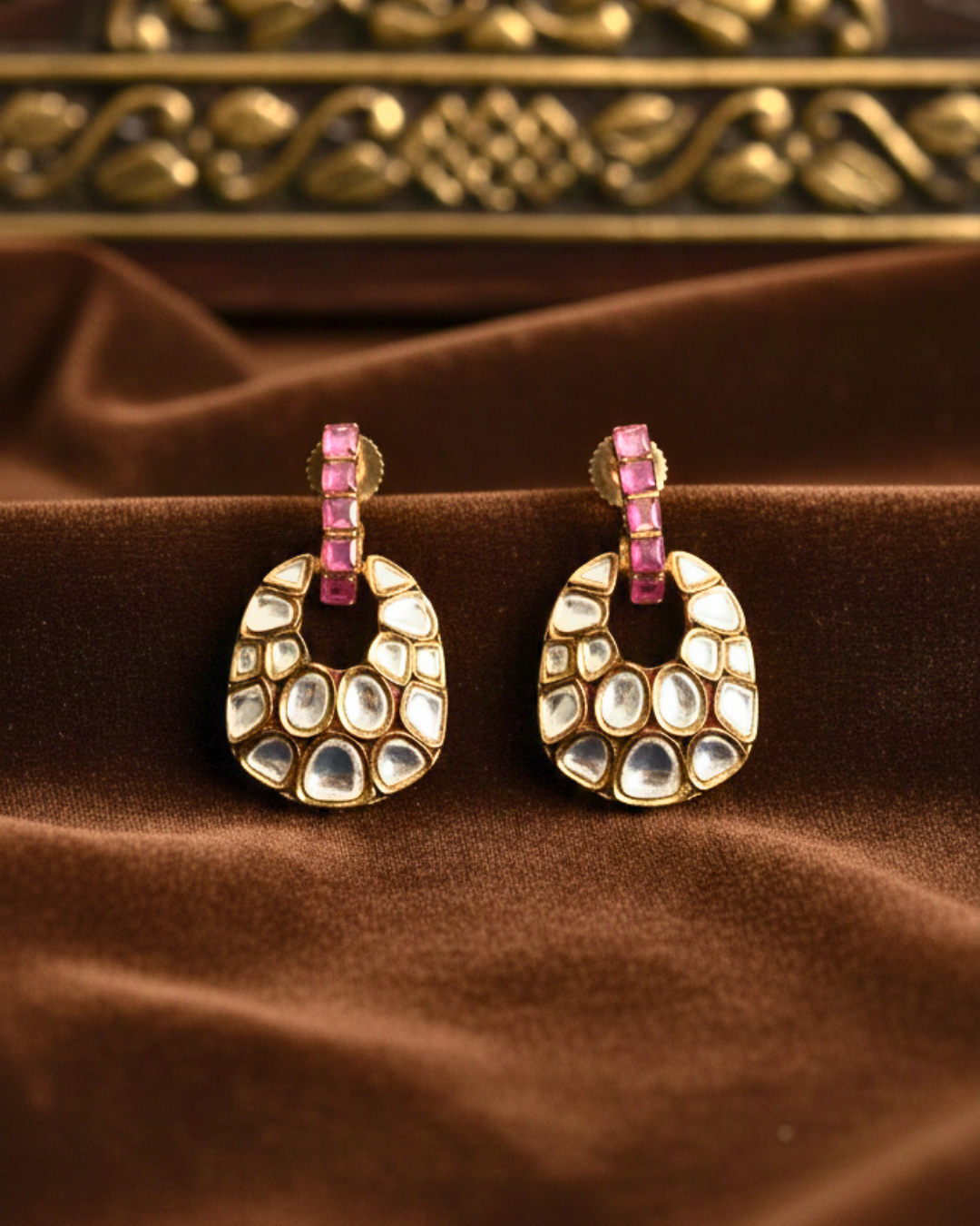 Zeenat Crescent Kundan Drops