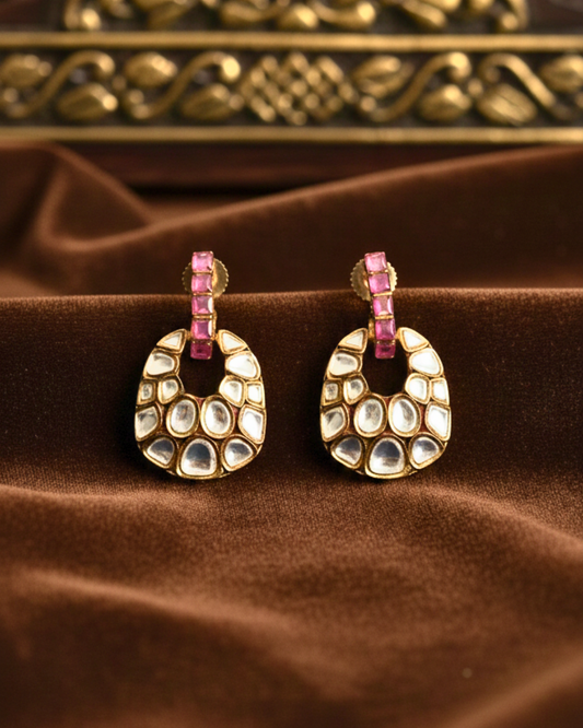 Zeenat Crescent Kundan Drops