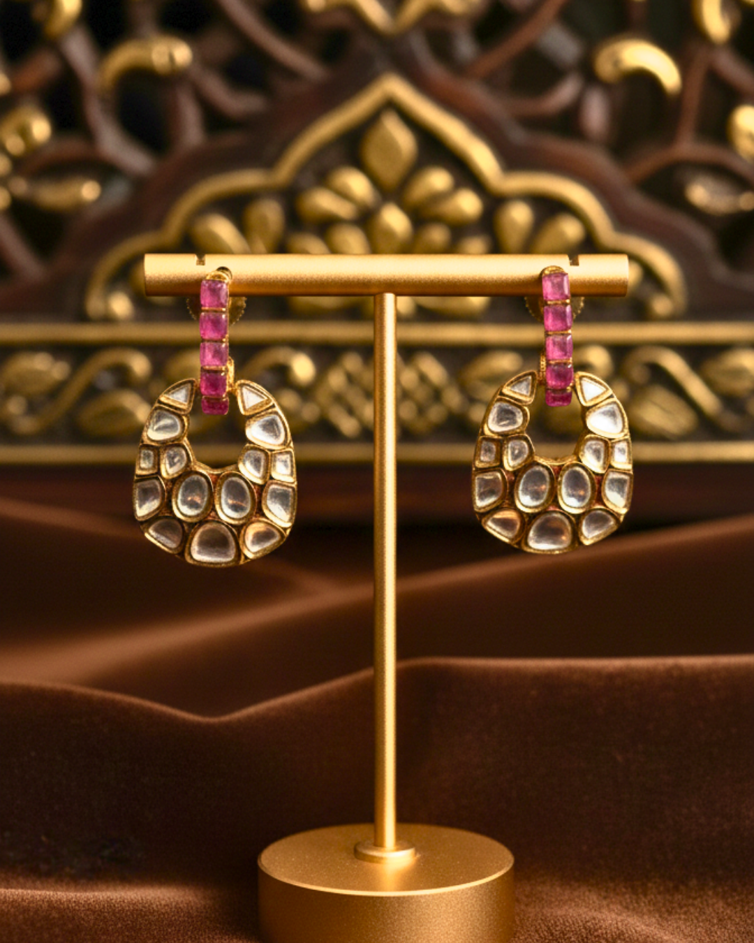 Zeenat Crescent Kundan Drops
