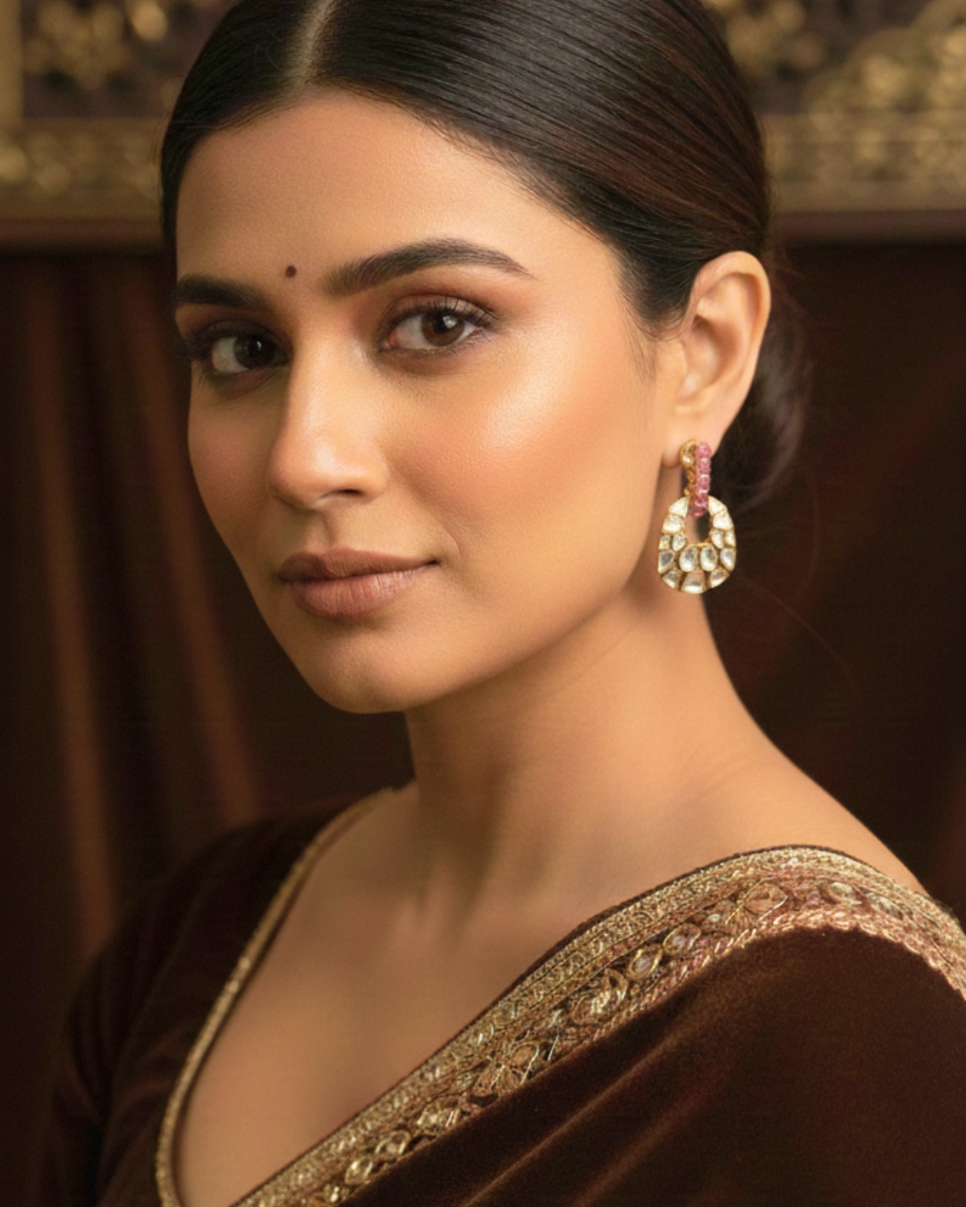 Zeenat Crescent Kundan Drops