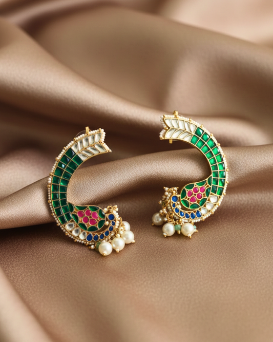 Emerald Crescent Ear Cuff