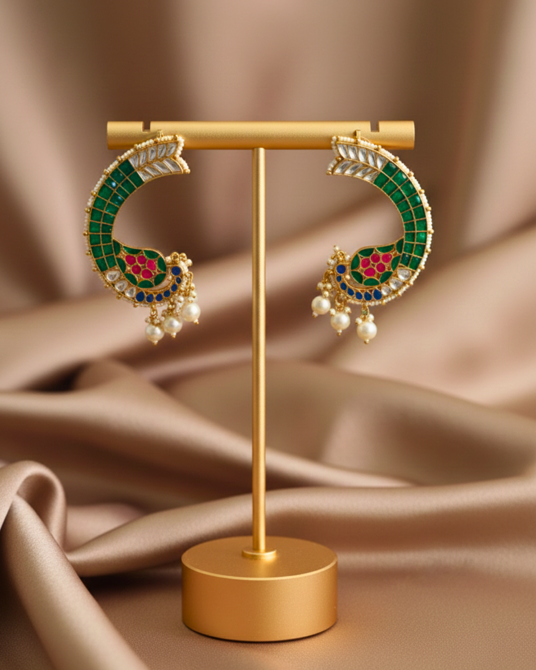Emerald Crescent Ear Cuff