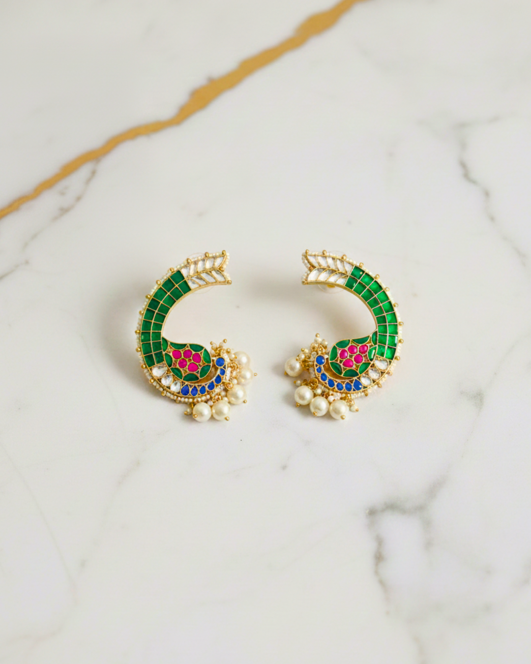 Emerald Crescent Ear Cuff