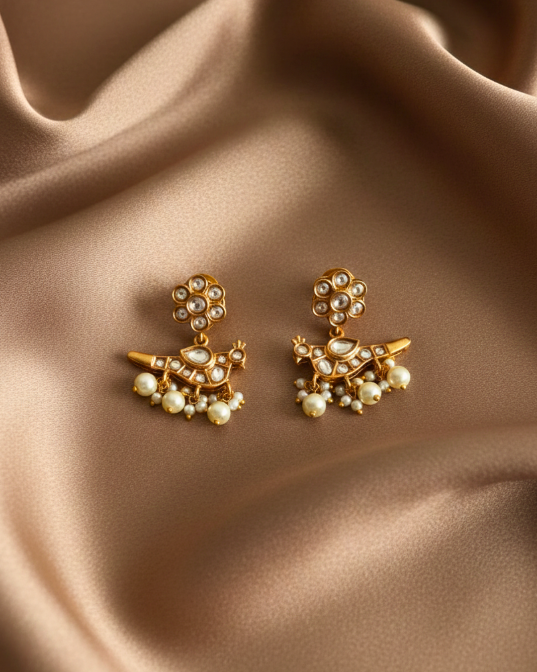 Noor-e-Mayur Kundan Pearl Ear Cuffs