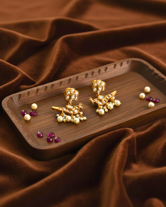 Noor-e-Mayur Kundan Pearl Ear Cuffs