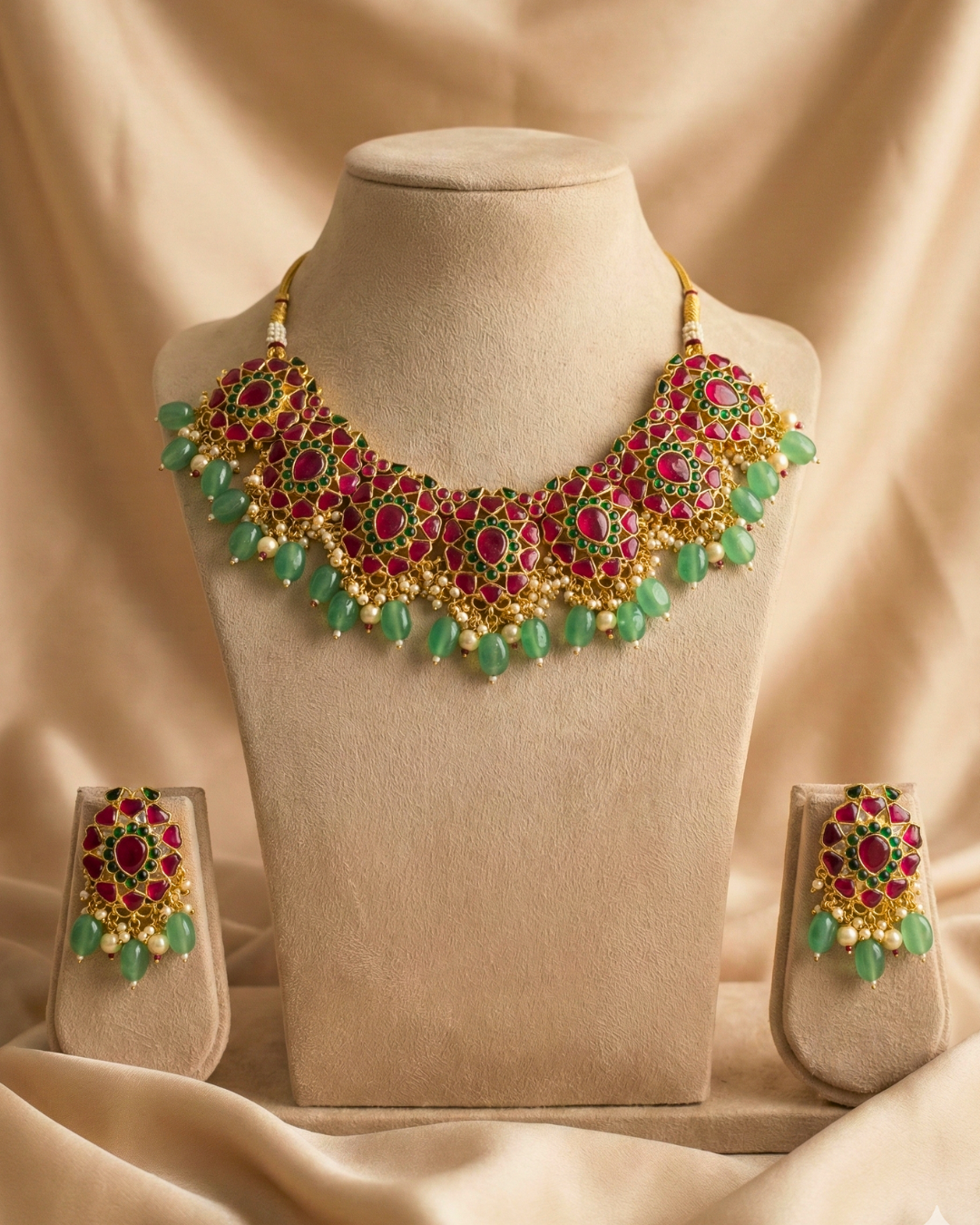 Gulnaar Green Kundan Set
