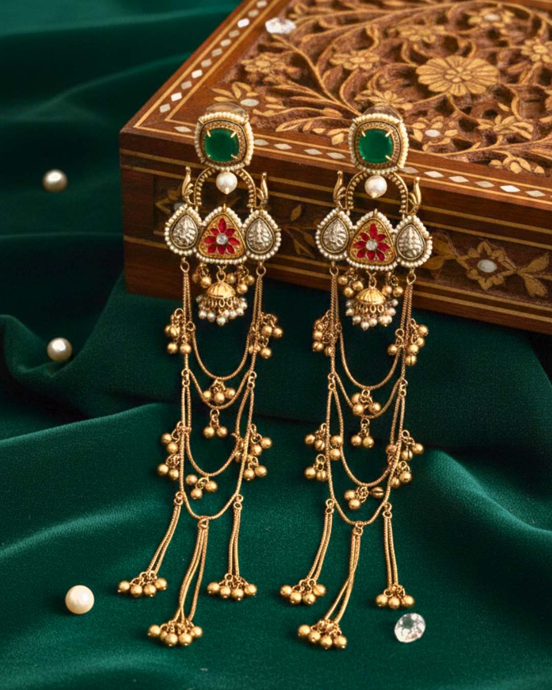 Mahira Emerald Cascade Earrings