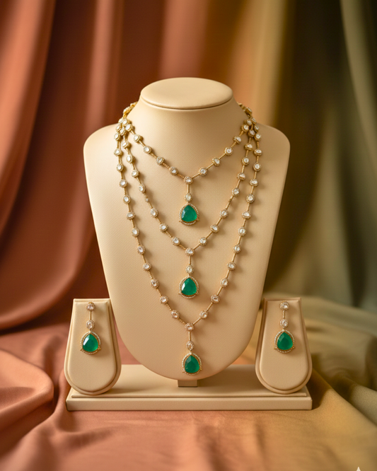 Emerald Grace Layered Necklace Set