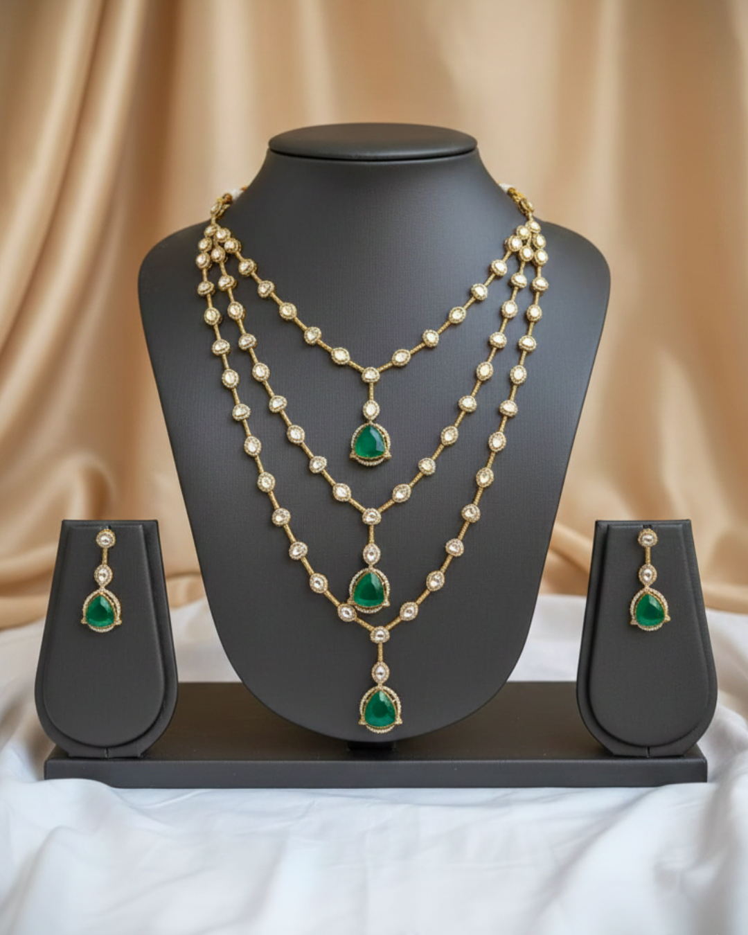 Emerald Grace Layered Necklace Set