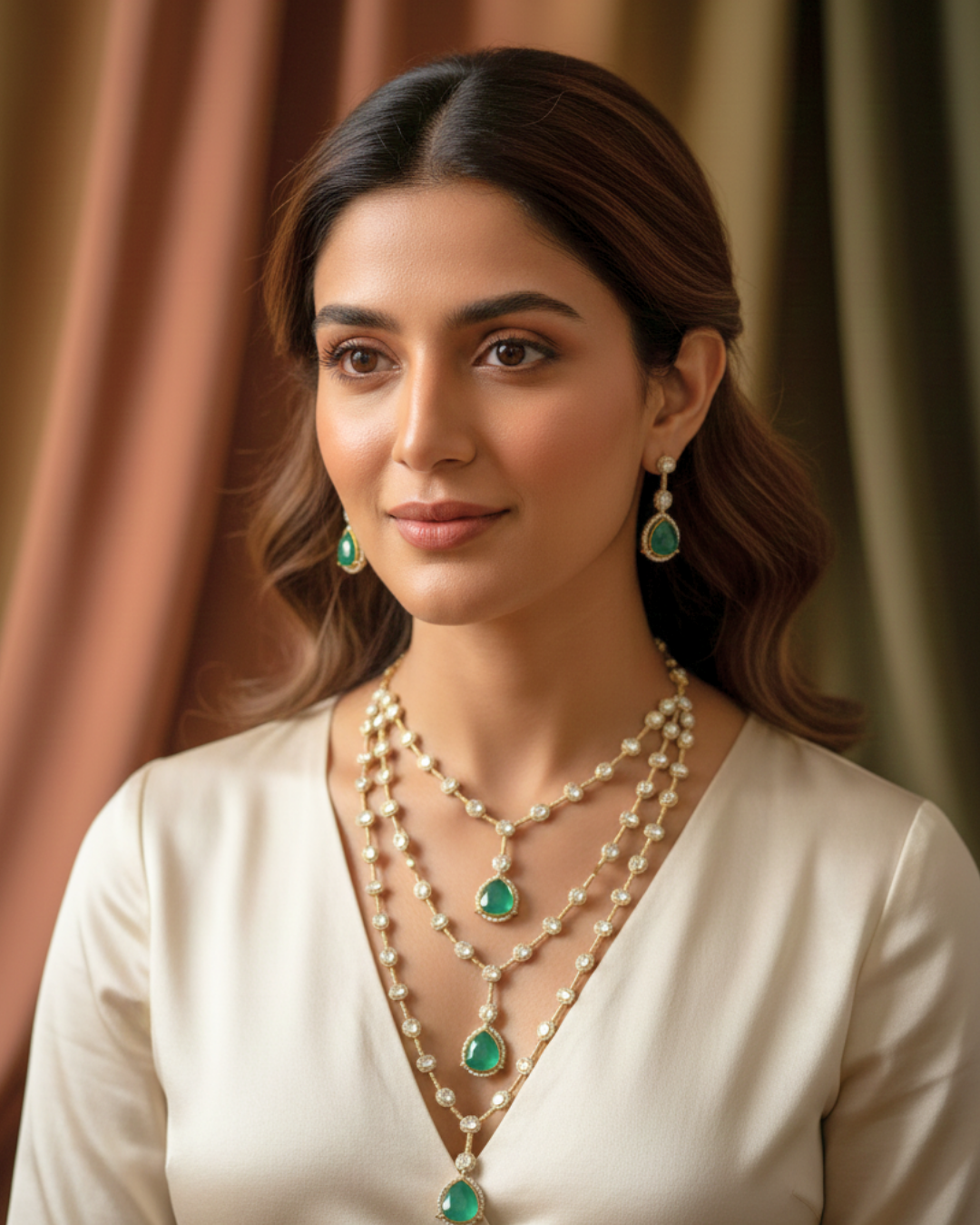 Emerald Grace Layered Necklace Set