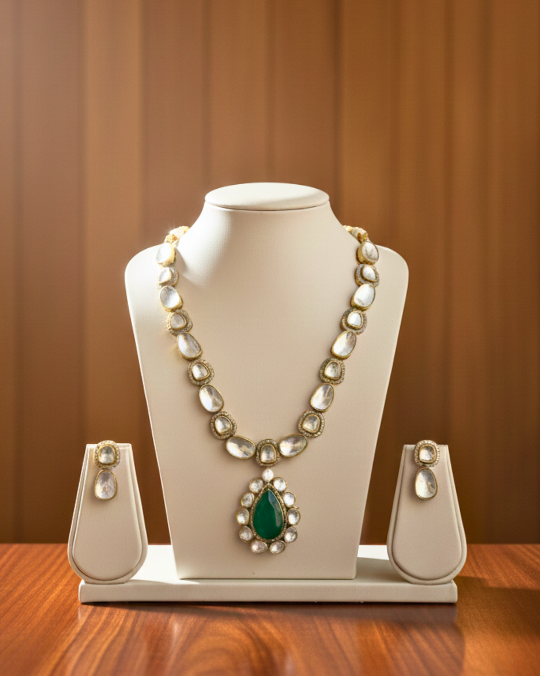 Emerald Aura Pendant Necklace Set