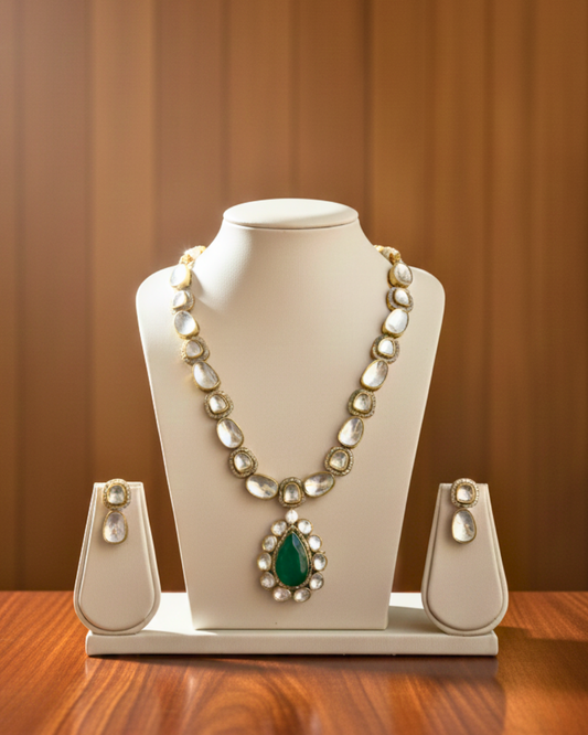 Emerald Aura Pendant Necklace Set