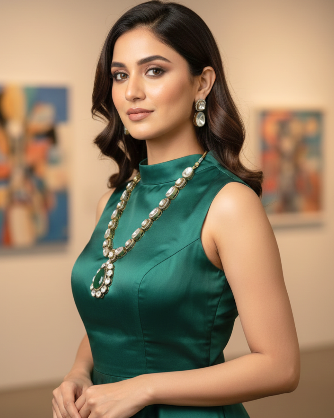 Emerald Aura Pendant Necklace Set