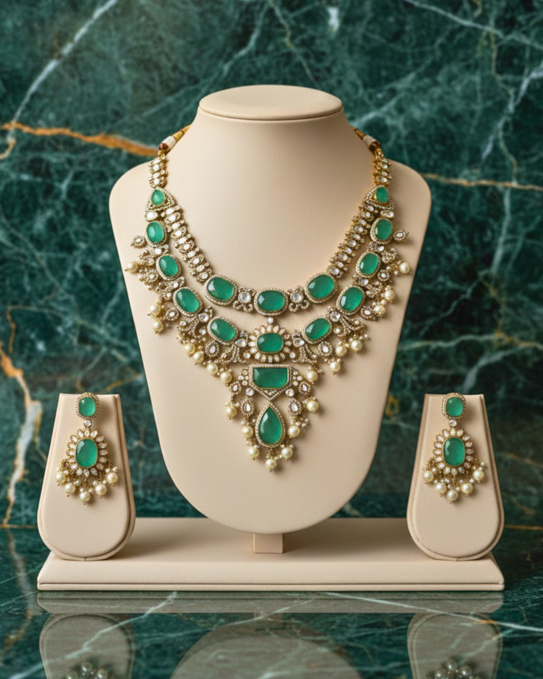 Averna Emerald Cascade Necklace Set
