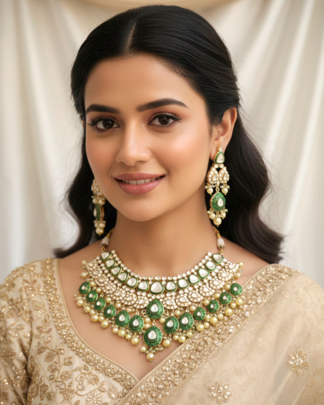 Emerald Noor Kundan Necklace Set