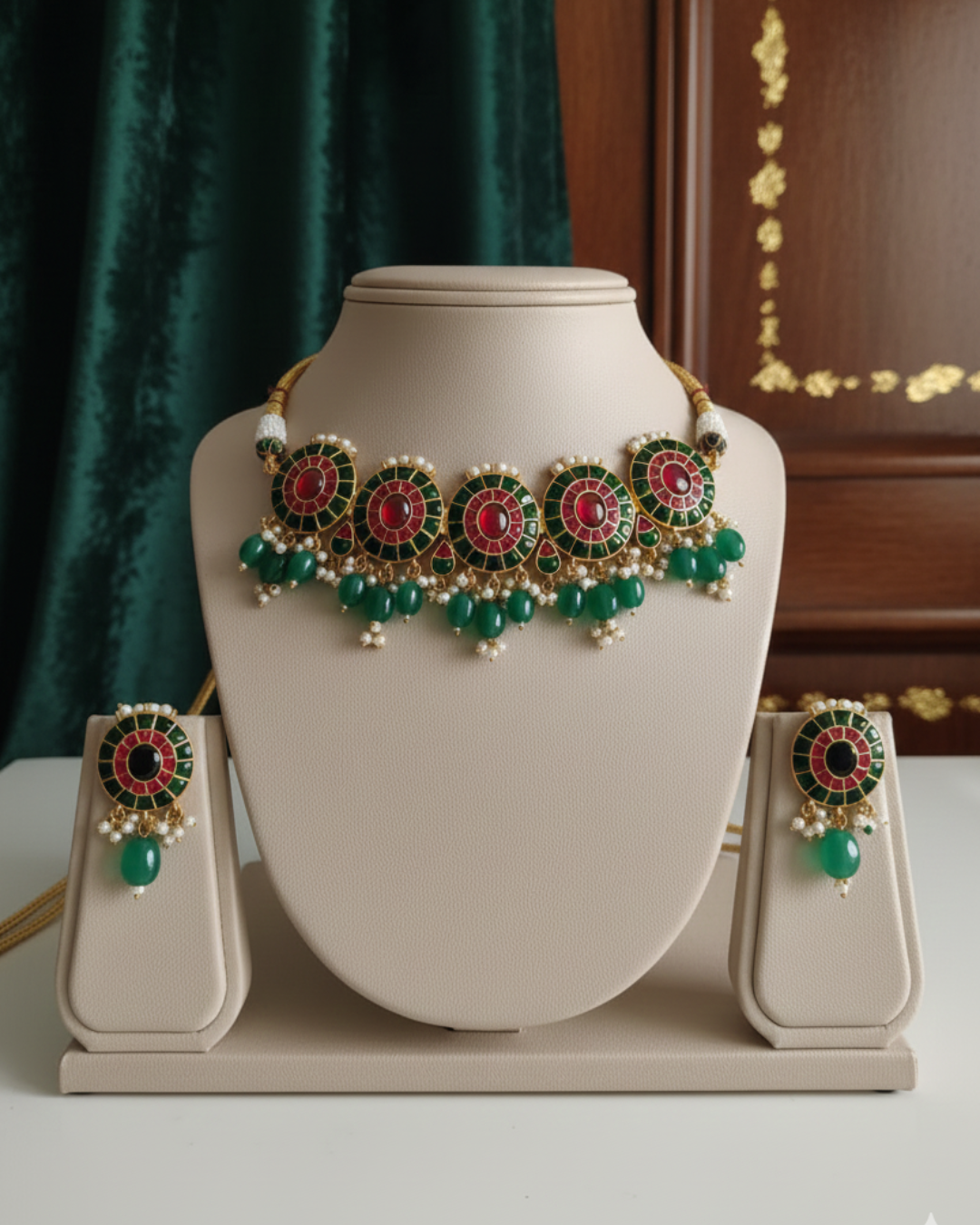 Rajika Green Kundan Set