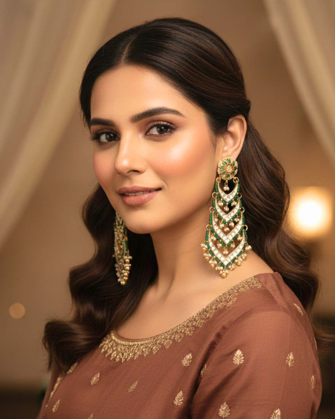 Mayura Valli Kundan Earrings