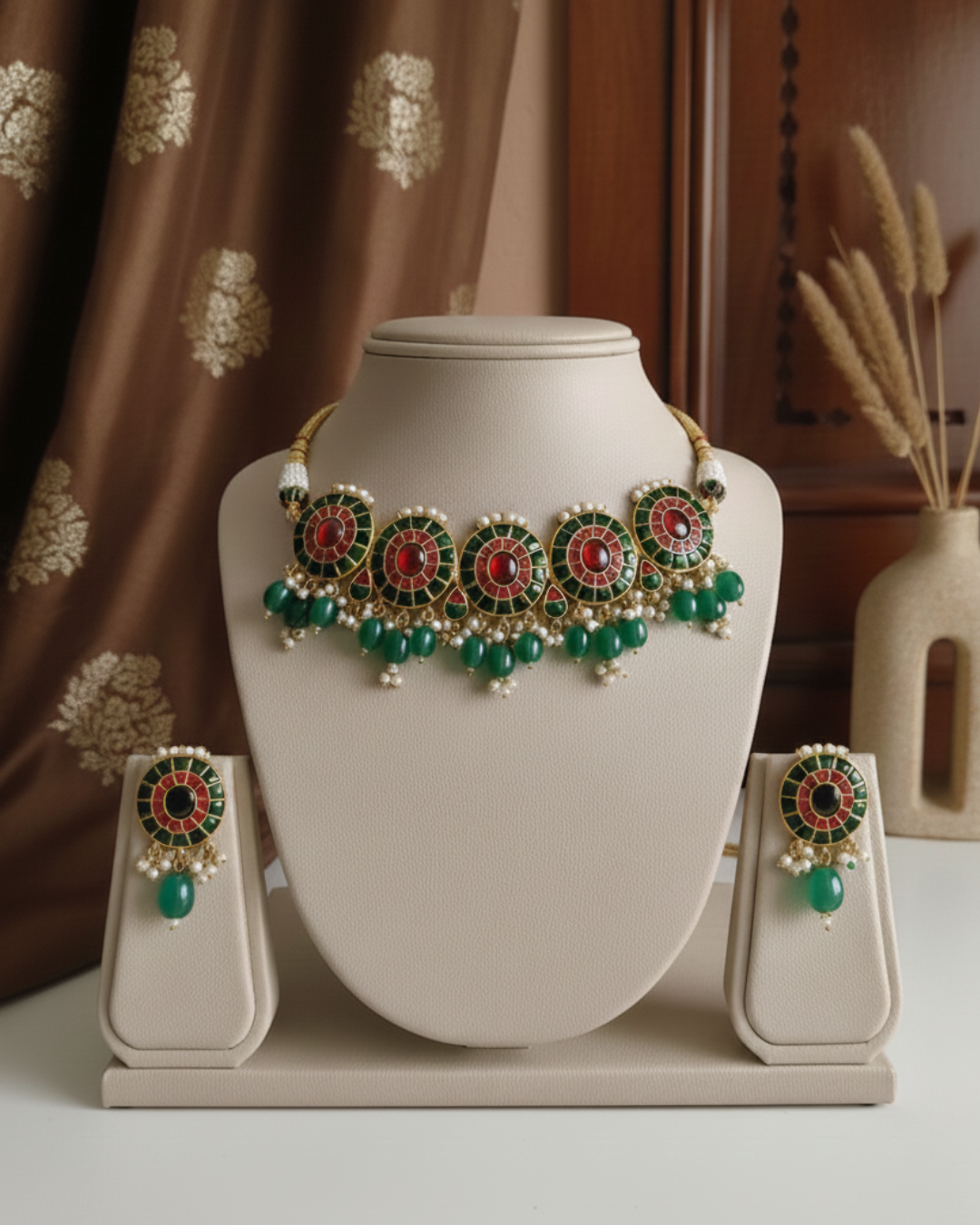Rajika Green Kundan Set