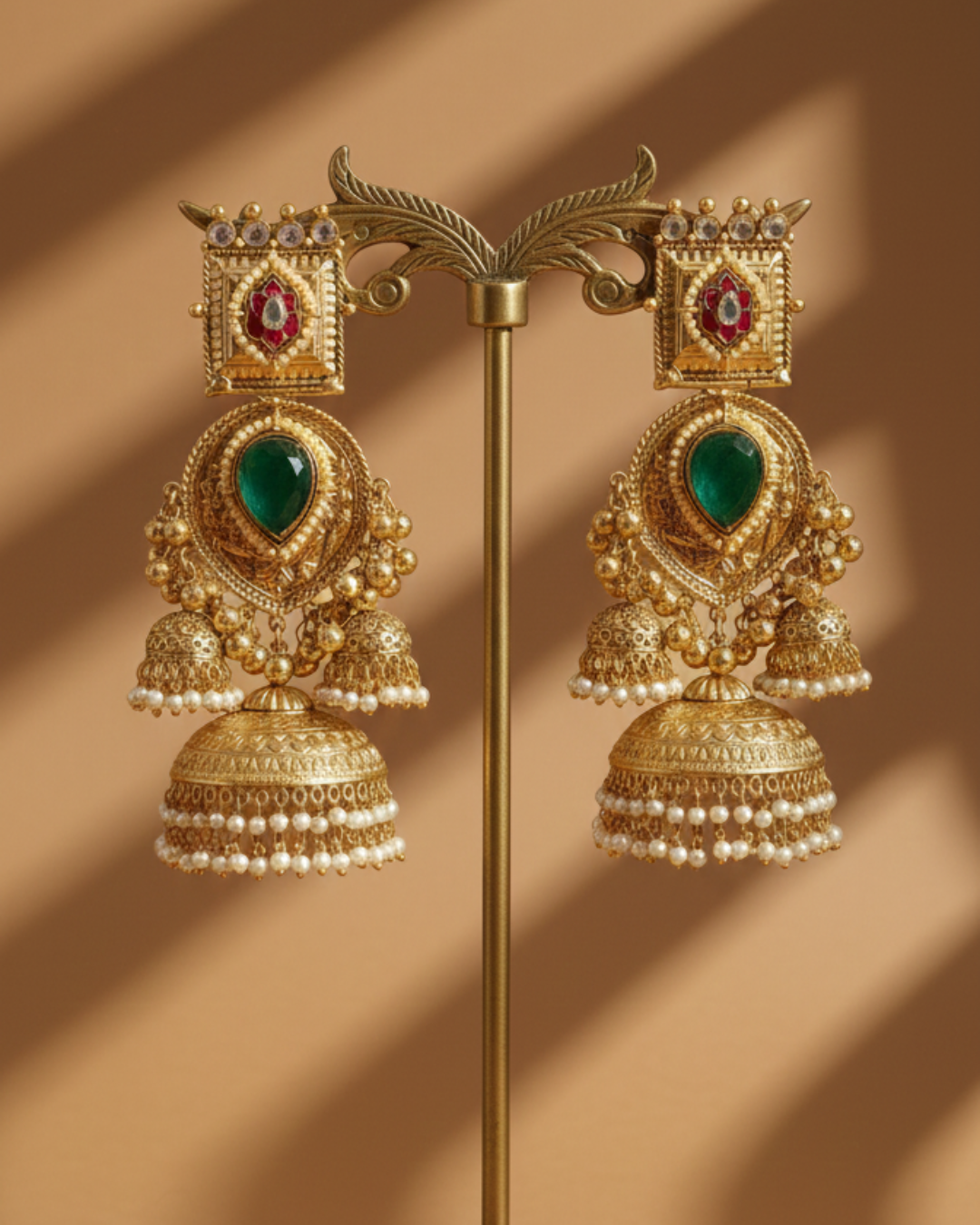 Emerald Maharani Jhumkas