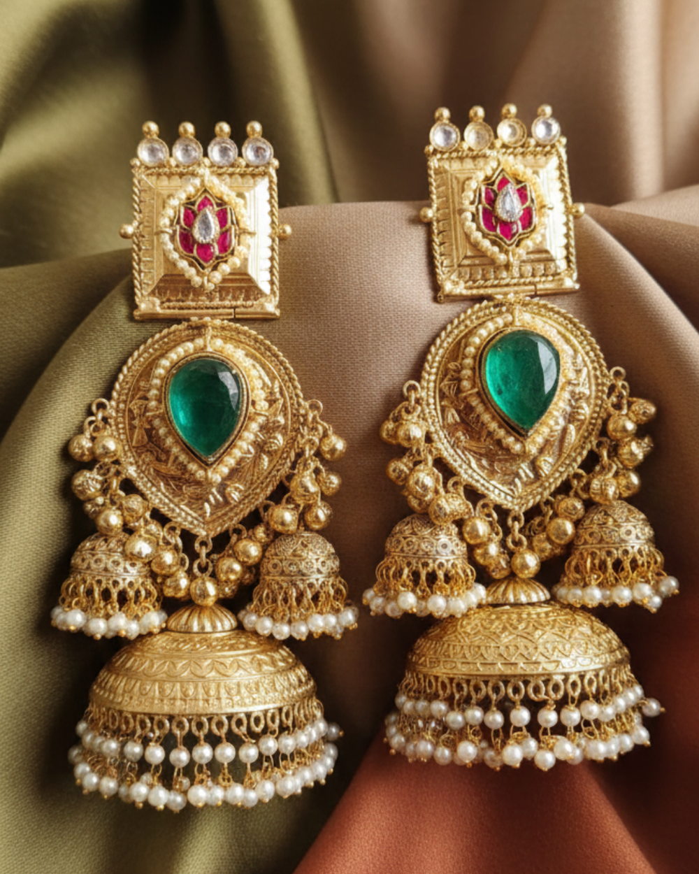 Emerald Maharani Jhumkas