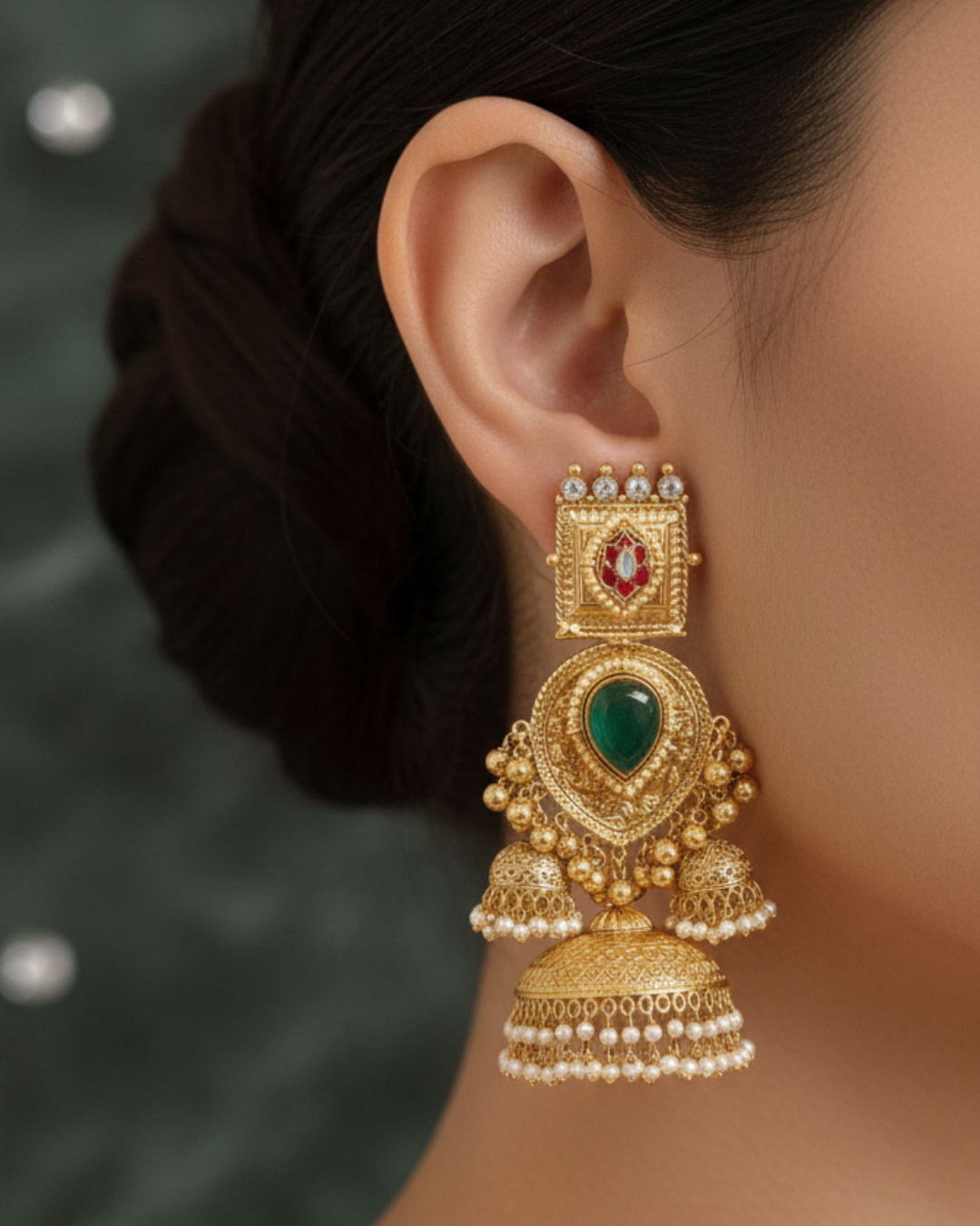 Emerald Maharani Jhumkas