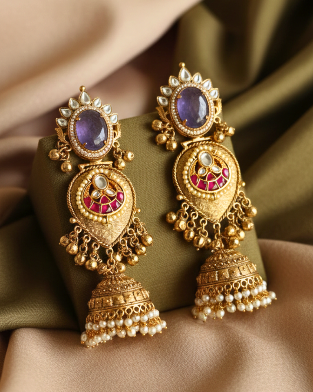 Lavanya Amethyst Jhumkas