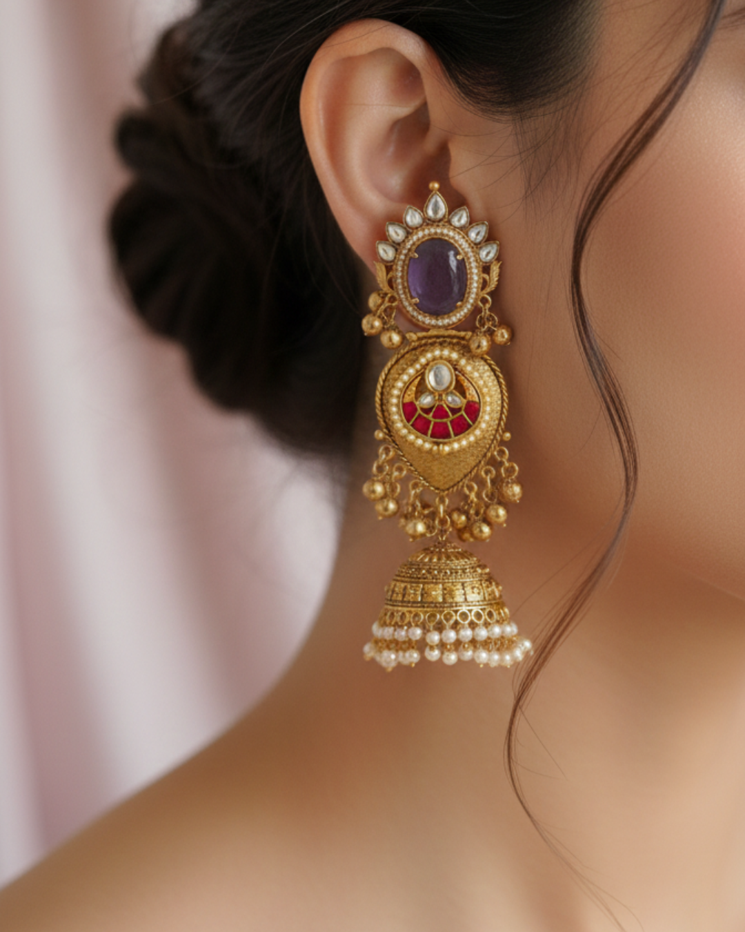 Lavanya Amethyst Jhumkas