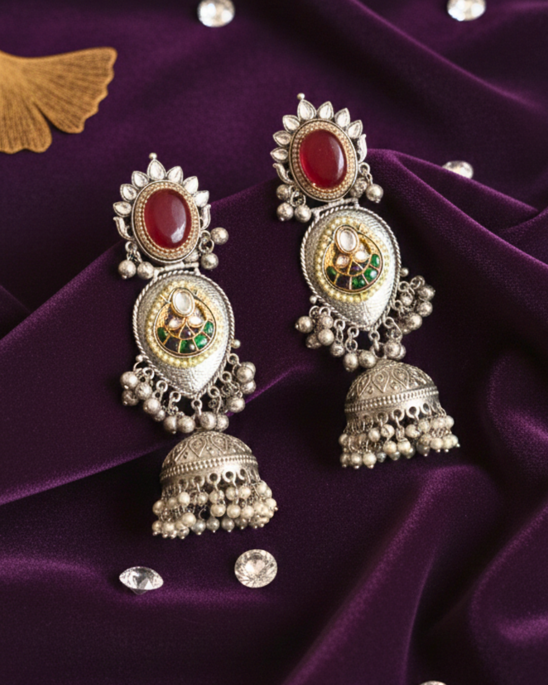 Rudraana Antique Silver Jhumkas