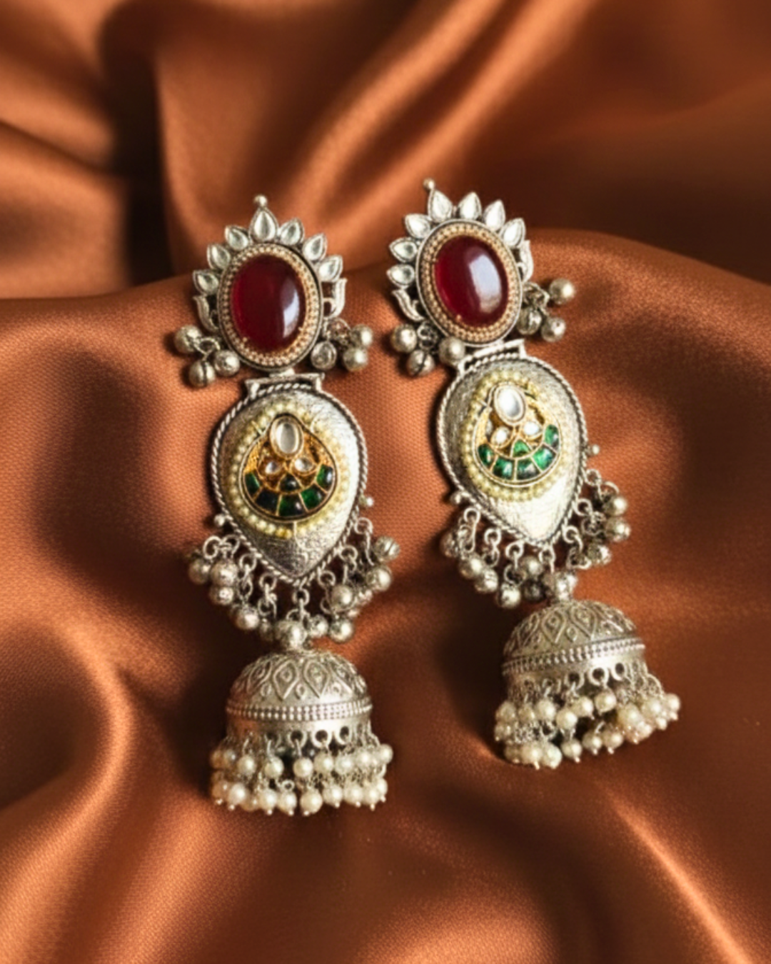 Rudraana Antique Silver Jhumkas