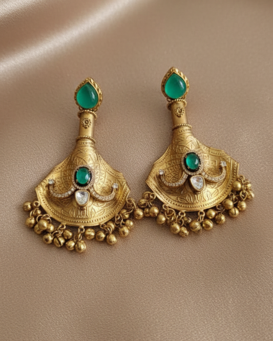 Emerald Fan Earrings