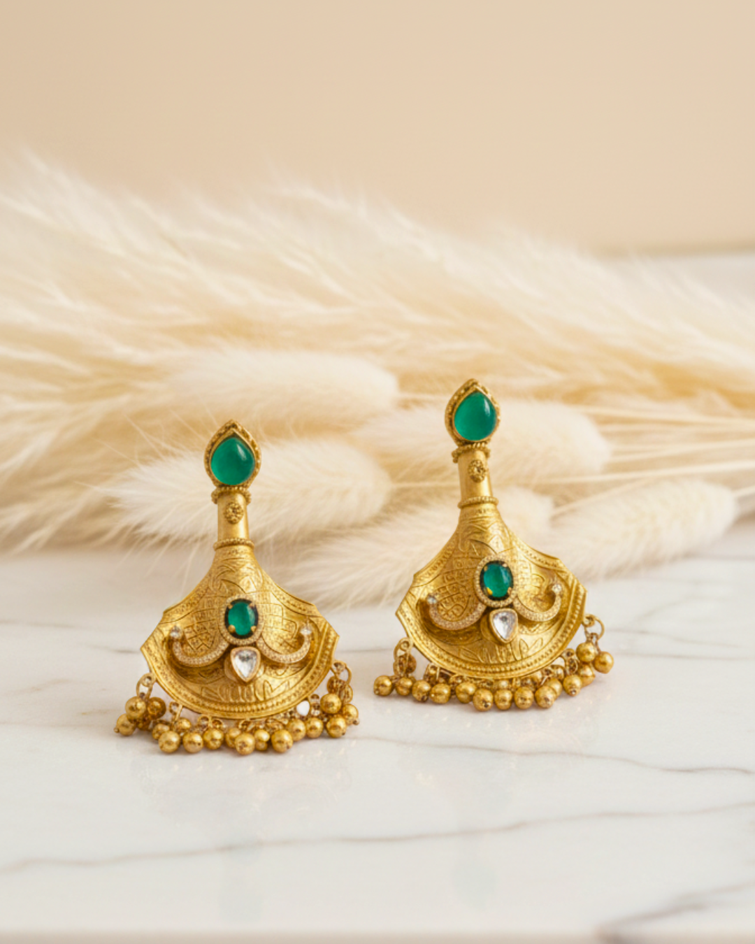 Emerald Fan Earrings