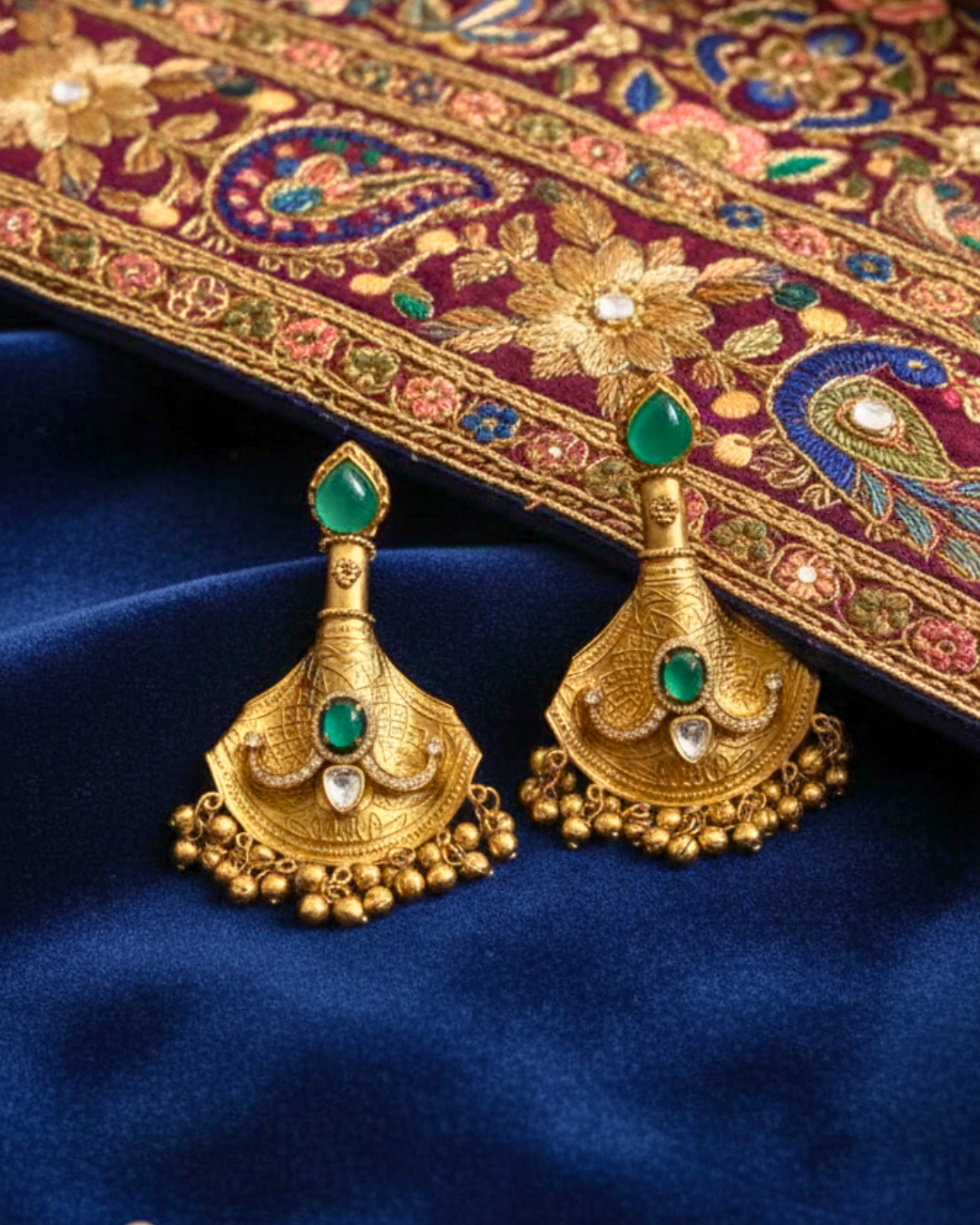 Emerald Fan Earrings